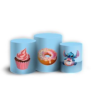 Trio Cilindro - Stitch Confeitaria - Sublimado 3D