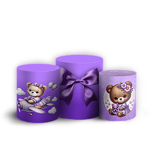 Trio Cilindro - Ursinha Roxa - Sublimado 3D