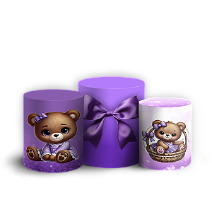 Trio Cilindro - Ursinha Roxa - Sublimado 3D