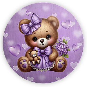 Mini Painel - Ursinha Roxa - Sublimado 3D