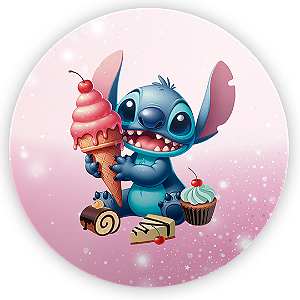 Painel Redondo - Stitch Confeitaria - Sublimado 3D