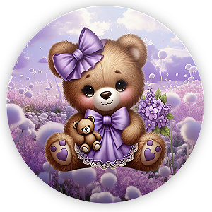 Painel Redondo - Ursinha Roxa - Sublimado 3D