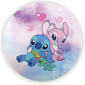 Painel Redondo - Lilo Stitch Angel - Sublimado 3D