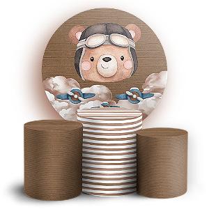 KIT Redondo e Trio - Ursinho Aviador - Sublimado 3D