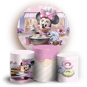 KIT Redondo e Trio - Minnie Confeiteira - Sublimado 3D