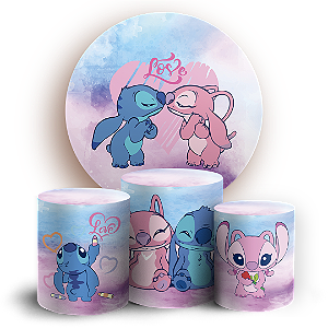 KIT Redondo e Trio - Lilo Stitch Angel - Sublimado 3D