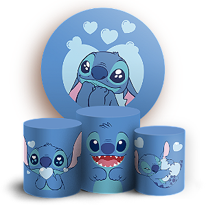 KIT Redondo e Trio - Lilo Stitch Angel - Sublimado 3D