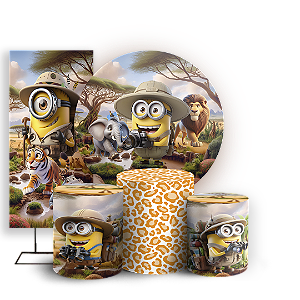 KIT Redondo Trio e Faixa - Minions Safari - Sublimado 3D