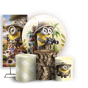 KIT Redondo Trio e Faixa - Minions Safari - Sublimado 3D