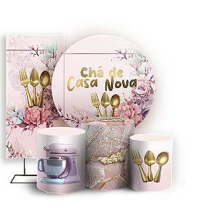 KIT Redondo Trio e Faixa - Chá De Casa Nova - Sublimado 3D