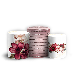 Trio Cilindro - Floral - Sublimado 3D