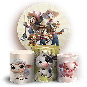 KIT Redondo e Trio - Mickey Fazendinha - Sublimado 3D