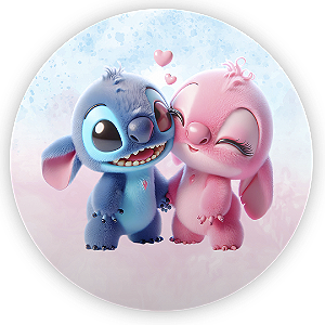 Painel Redondo - Lilo Stitch Angel - Sublimado 3D