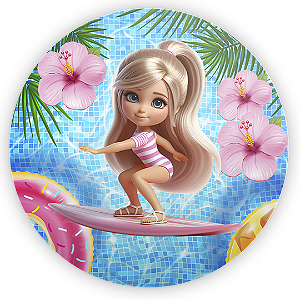 Painel Redondo - Barbie Pool Party - Sublimado 3D