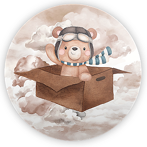 Painel Redondo - Ursinho Aviador  - Sublimado 3D