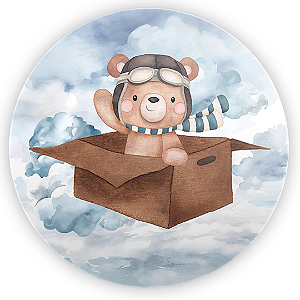 Painel Redondo - Ursinho Aviador  - Sublimado 3D