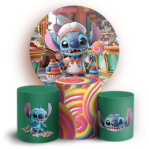 KIT Redondo e Trio - Stitch Confeiteiro - Sublimado 3D