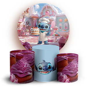 KIT Redondo e Trio - Stitch Confeiteiro - Sublimado 3D