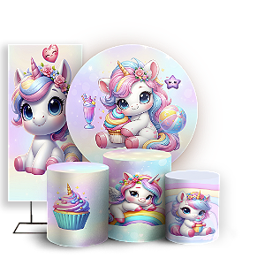 KIT Redondo Trio e Faixa - Unicornio - Sublimado 3D