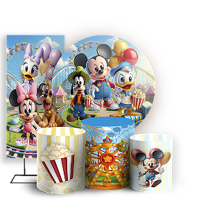 KIT Redondo Trio e Faixa - Turma Do Mickey E Minnie - Sublimado 3D