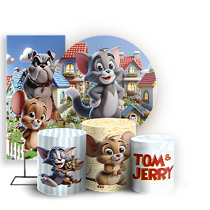 KIT Redondo Trio e Faixa - Tom E Jerry - Sublimado 3D