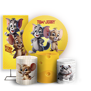 KIT Redondo Trio e Faixa - Tom E Jerry - Sublimado 3D