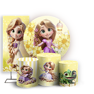 KIT Redondo Trio e Faixa - Rapunzel - Sublimado 3D