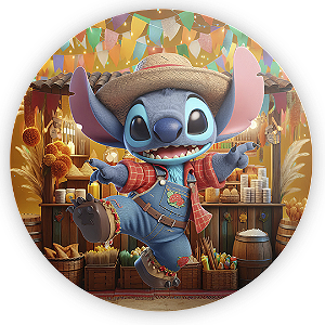 Painel Redondo - Lilo Stitch Festa Junina - Sublimado 3D