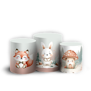 Trio Cilindro - Animais Bosque Encantado - Sublimado 3D