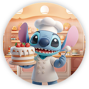 Painel Redondo - Stitch Confeitaria - Sublimado 3D