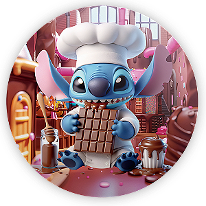 Painel Redondo - Stitch Confeitaria - Sublimado 3D