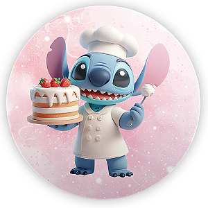 Painel Redondo - Stitch Confeitaria - Sublimado 3D
