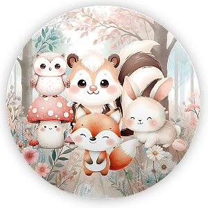 Painel Redondo - Animais Bosque Encantado - Sublimado 3D