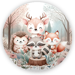 Painel Redondo - Animais Bosque Encantado - Sublimado 3D