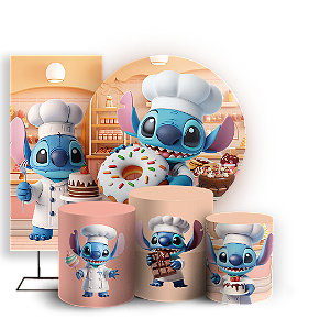 KIT Redondo Trio e Faixa - Stitch Confeitaria  - Sublimado 3D