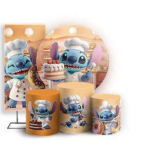 KIT Redondo Trio e Faixa - Stitch Confeitaria  - Sublimado 3D