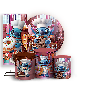 KIT Redondo Trio e Faixa - Stitch Confeitaria  - Sublimado 3D