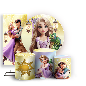 KIT Redondo Trio e Faixa - Rapunzel - Sublimado 3D