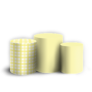 Trio Cilindro - Safari Xadrez Amarelo - Sublimado 3D - By Cris Reis