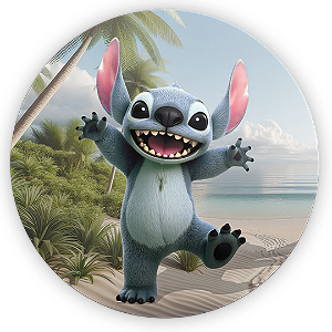 Painel Redondo - Lilo Stitch - Sublimado 3D
