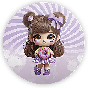 Painel Redondo - Menina Confeitaria Doces - Sublimado 3D