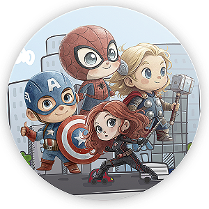 Painel Redondo - Herois Vingadores - Sublimado 3D