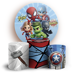 KIT Redondo e Trio - Herois Vingadores - Sublimado 3D