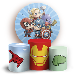 KIT Redondo e Trio - Herois Vingadores - Sublimado 3D