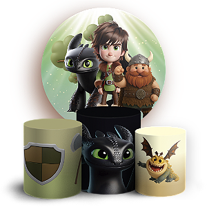 KIT Redondo e Trio - Como Treinar Seu Dragão - Sublimado 3D