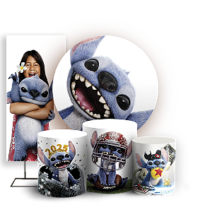 KIT Redondo Trio e Faixa - Lilo Stitch - Sublimado 3D