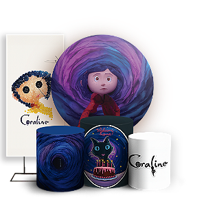KIT Redondo Trio e Faixa - Coraline - Sublimado 3D