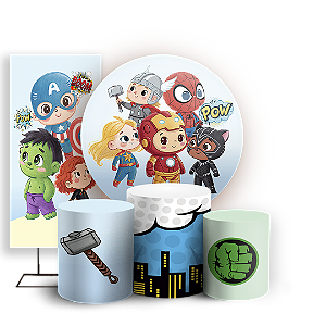 KIT Redondo Trio e Faixa - Herois Vingadores - Sublimado 3D