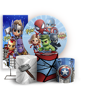 KIT Redondo Trio e Faixa - Herois Vingadores - Sublimado 3D