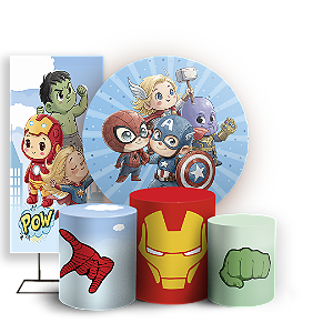 KIT Redondo Trio e Faixa - Herois Vingadores - Sublimado 3D